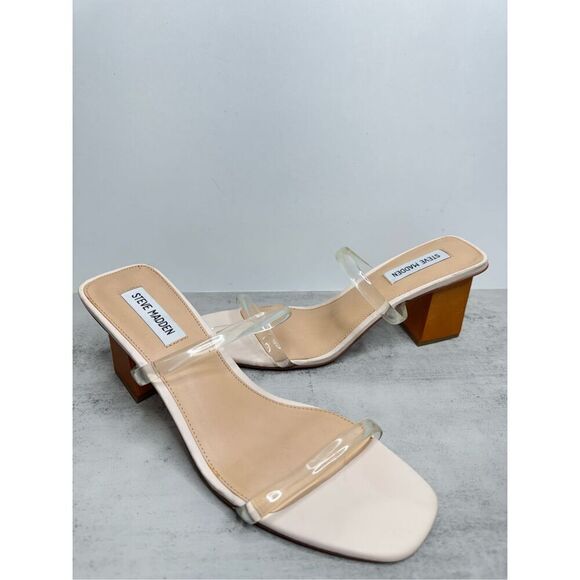 Steve Madden Sandals Womens Size 10 Pink PU Upper  Double Strap Open Toe Heels‎ - Picture 4 of 9